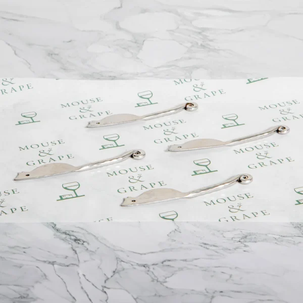 Set of Four Hammered Shell Mini Mouse Cheese Knives